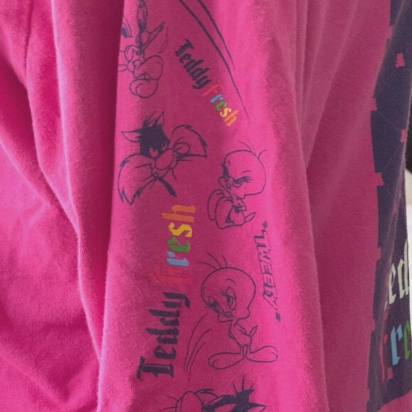 Teddy Fresh x Looney Tunes Sylvester Tweety Pink Long Sleeve Graphic Shirt M - Picture 9 of 10